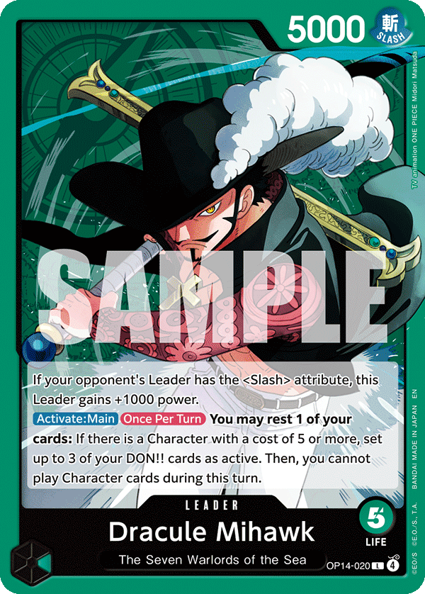 Carta Leader Dracule Mihawk OP14-020